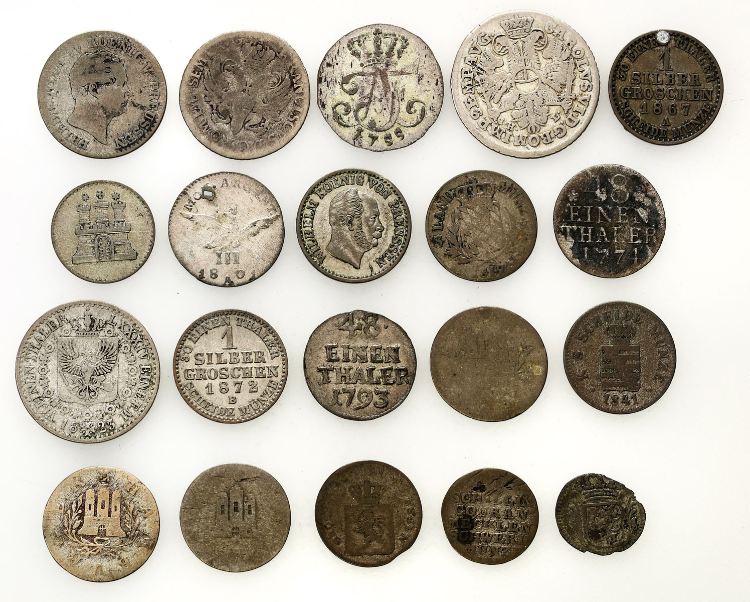 Niemcy, Prusy, zestaw 20 monet, srebro